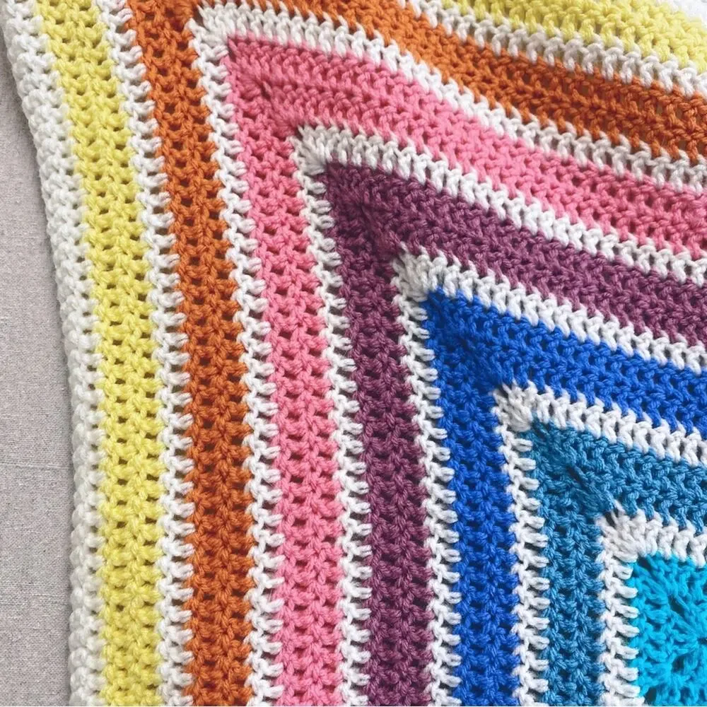 Hand knit centaur mandala multi color rainbow granny square afghan throw blanket